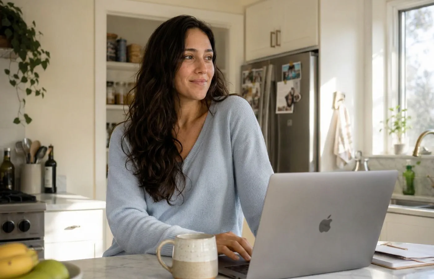 Dana at her kitchen counter