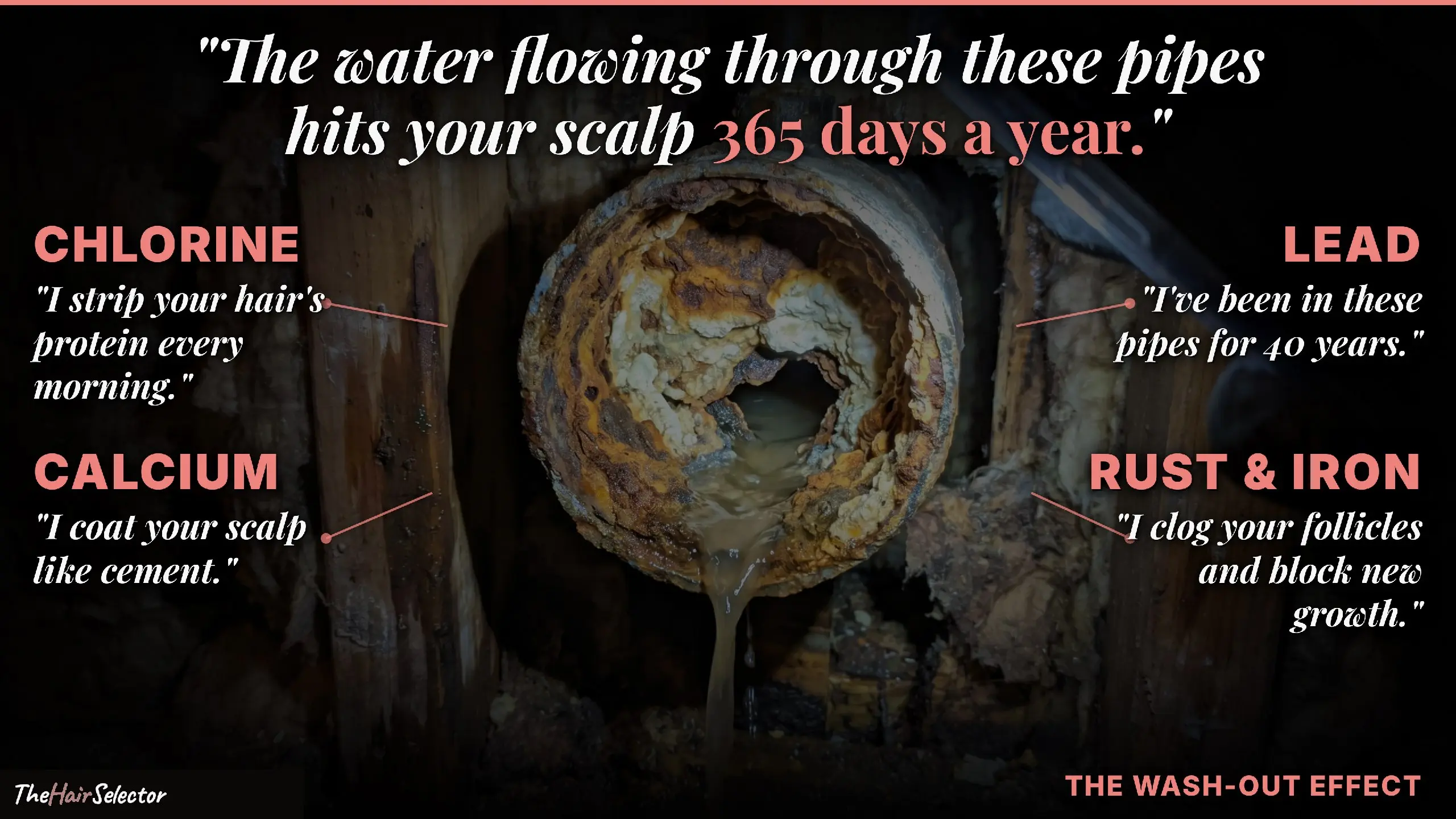 Close-up of shower glass door with visible white chalky mineral buildup